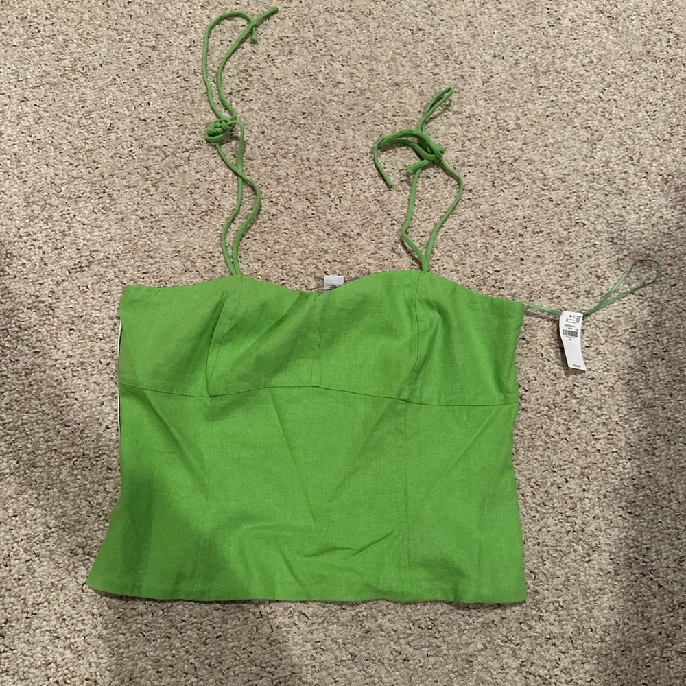 Green tank top with tie straps